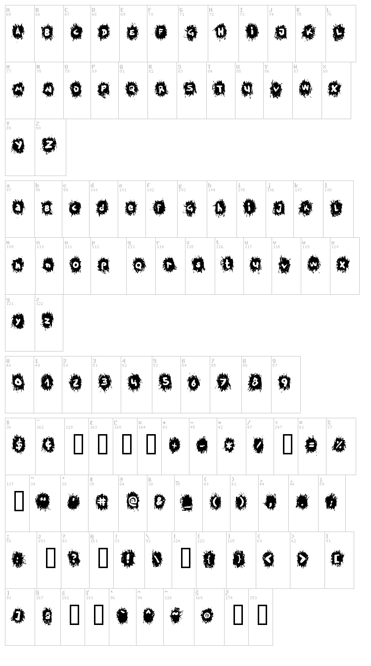 TPF Krikkel Krakkel font map